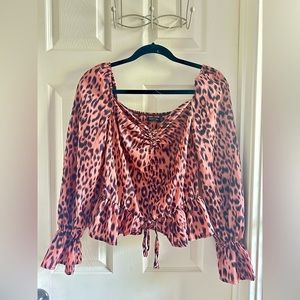 Nasty Gal Pink and Black Cheetah Top | Size US 6
